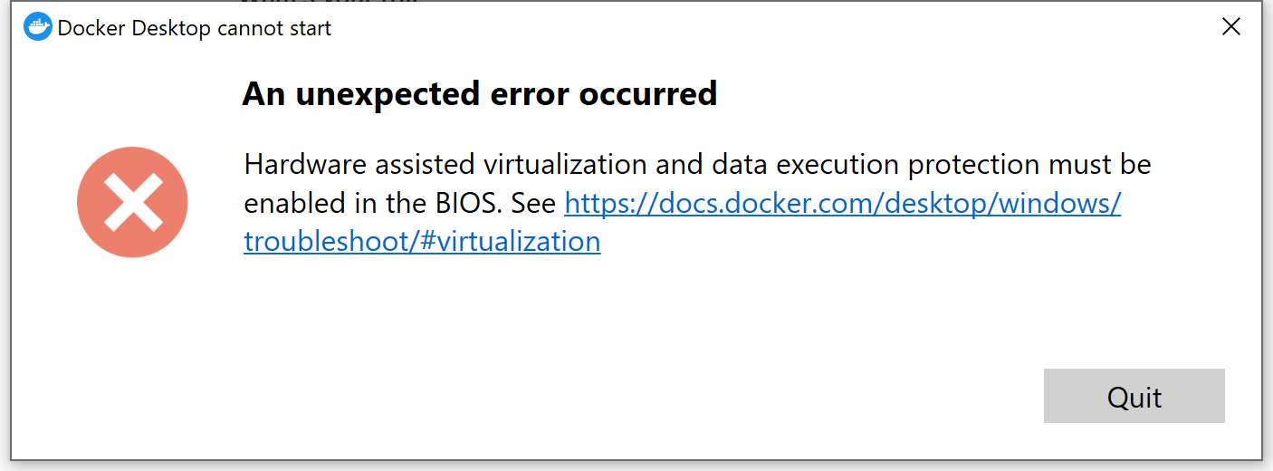 Hardware Virtualisierung ist nicht aktiv