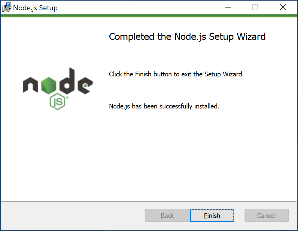 Compoeted the Node.js Setup Wizard